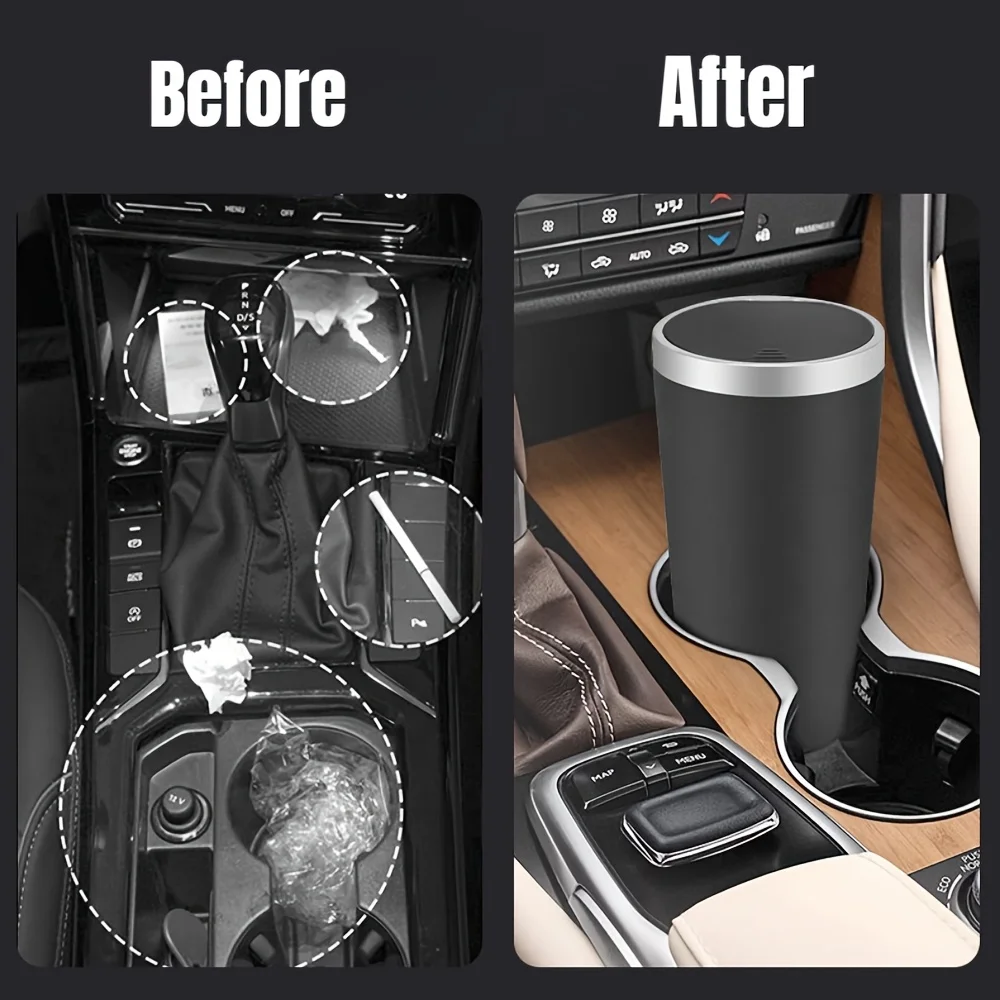 Waterproof Car Trash Can With Lid - Kompakt Sızdırmaz Mini Araba Çöp Kovası,