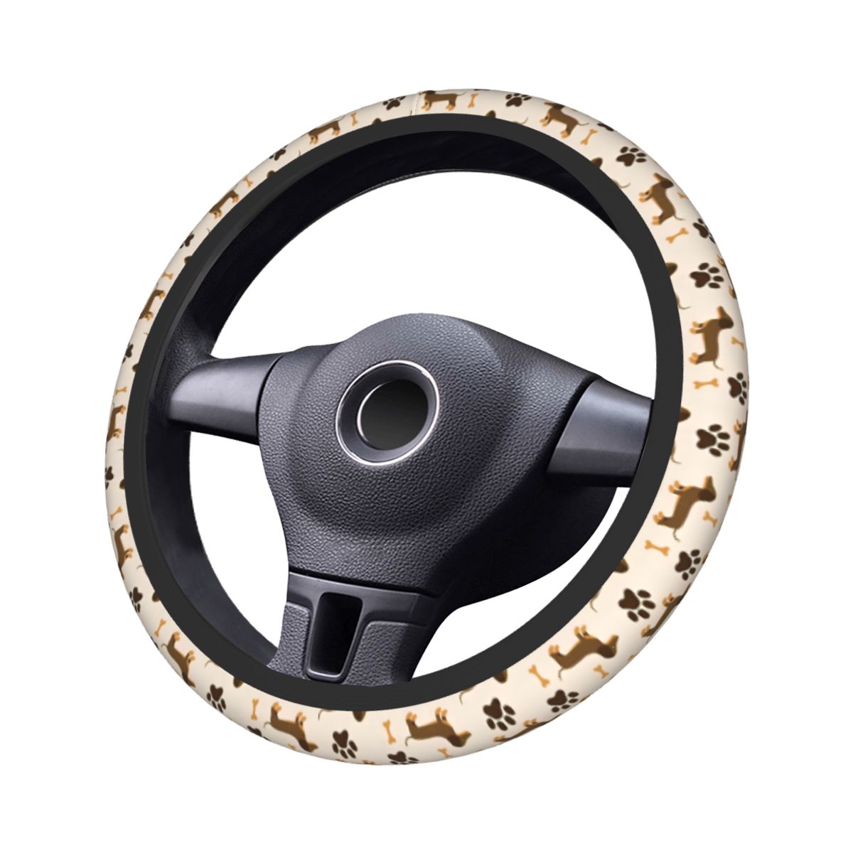 Car Steering Wheel Cover Anti Slip Breathable - Sevimli Dachshund Araba direksiyon kılıfı 38