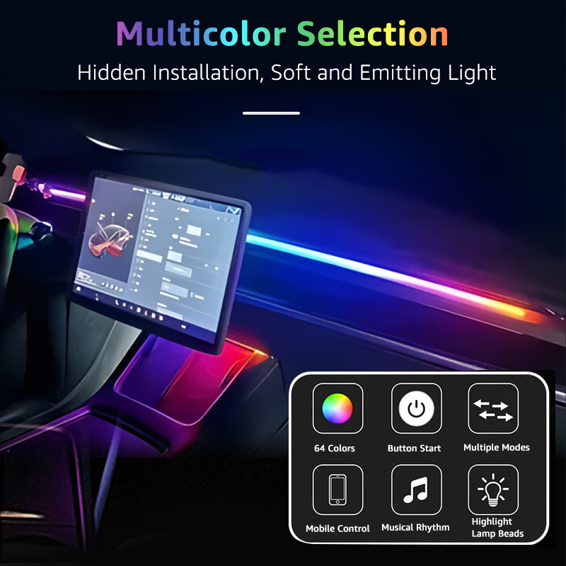 78 inç 200cm 150cm LED araba o - Led Ambient Interior Car Lights App Control incelemesi ve fiyatı