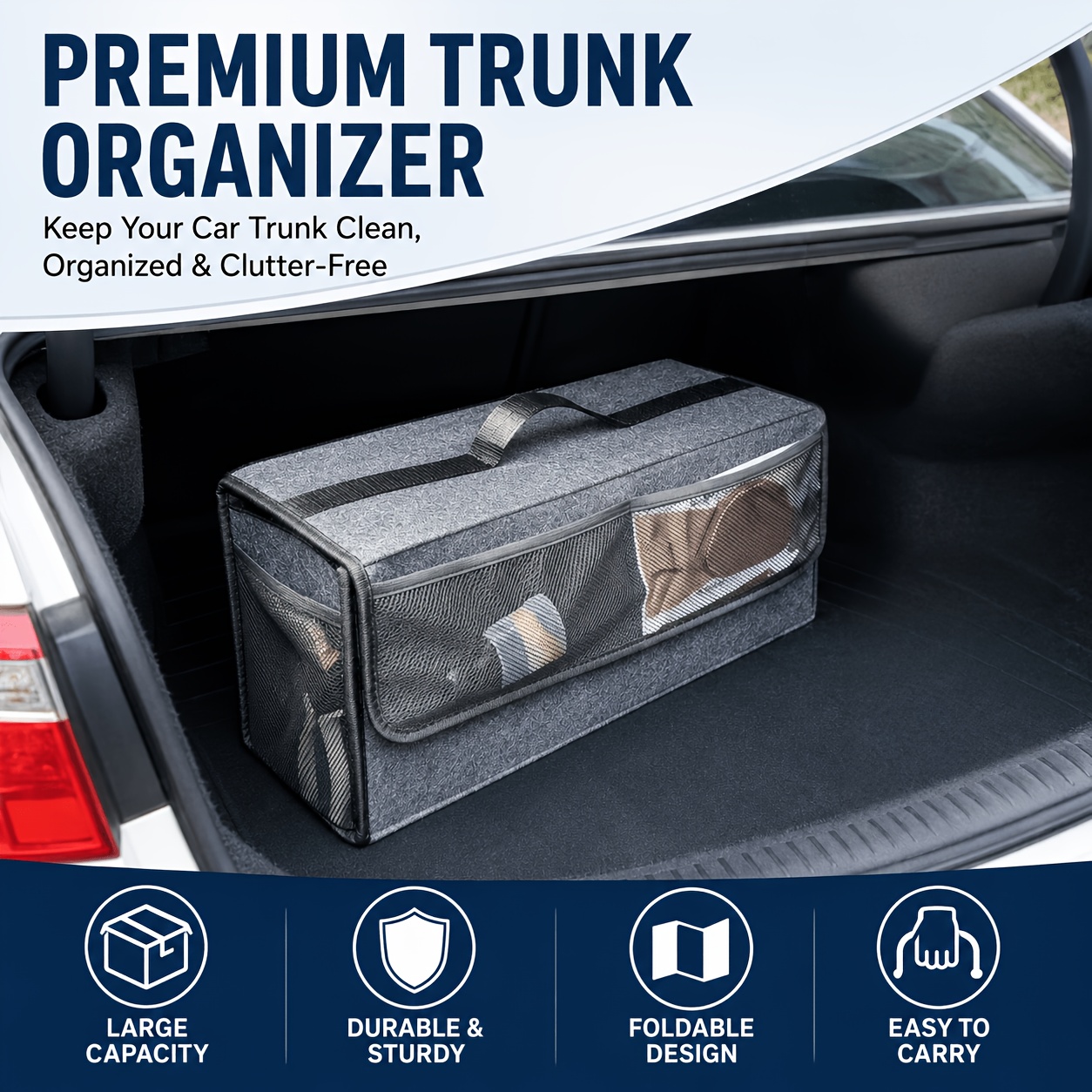 Keçe Araba Bagaj Düzenleyici,  - Car Trunk Organizer Foldable Storage Box incelemesi ve fiyatı